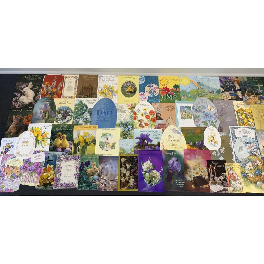 Vintage Easter Greeting Cards Fronts ONLY Scrapbooking Crafts Lot of 50+ Bunnies